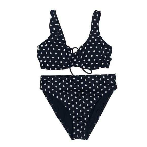 Ashley Graham x Swimsuits for All Bikini Set 14 Black White Polka Dot, Two-Piece - Picture 2 of 8